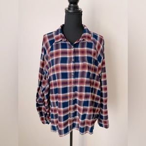 Flannel button-down shirt. Size L